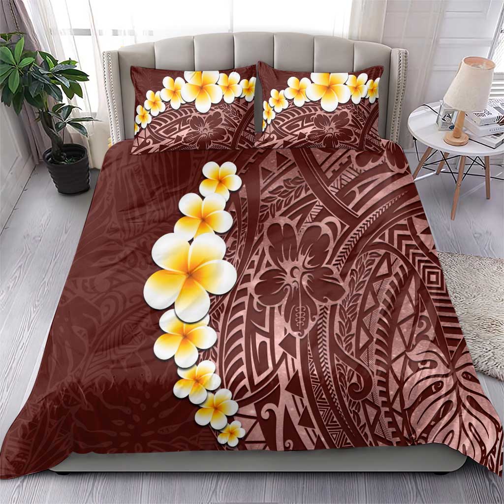 Oxblood Tropical Plumeria With Galaxy Polynesian Art Bedding Set LT14 - Polynesian Pride