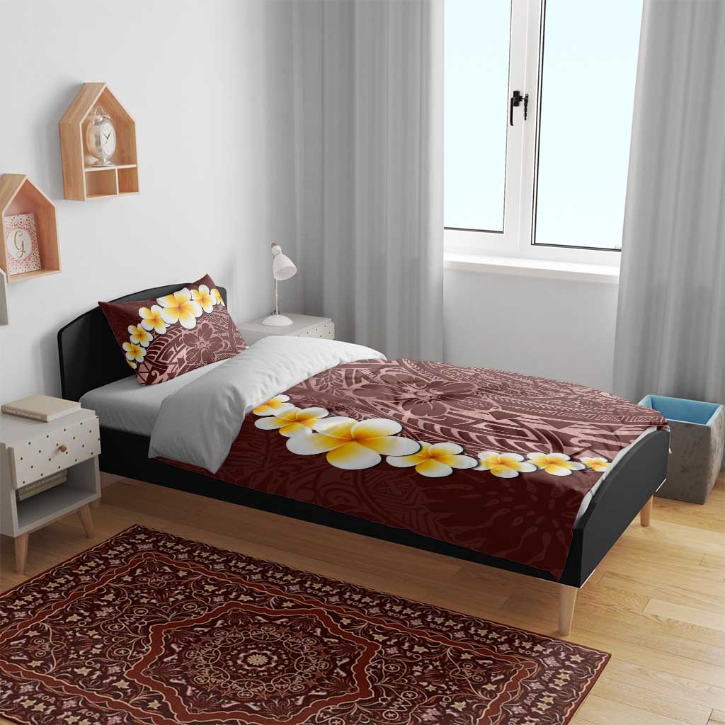 Oxblood Tropical Plumeria With Galaxy Polynesian Art Bedding Set LT14 - Polynesian Pride