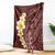 Oxblood Tropical Plumeria With Galaxy Polynesian Art Blanket