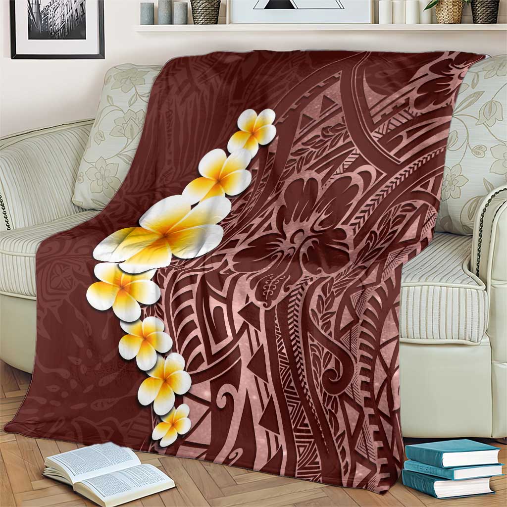 Oxblood Tropical Plumeria With Galaxy Polynesian Art Blanket LT14 - Polynesian Pride