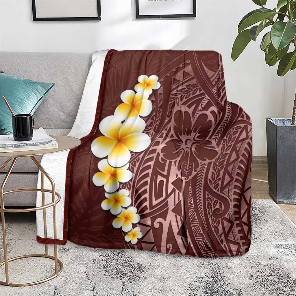 Oxblood Tropical Plumeria With Galaxy Polynesian Art Blanket LT14 - Polynesian Pride