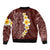 Oxblood Tropical Plumeria With Galaxy Polynesian Art Bomber Jacket