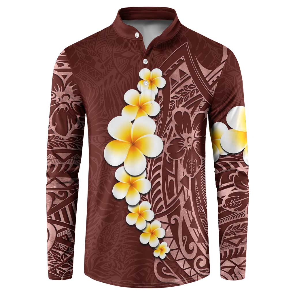 Oxblood Tropical Plumeria With Galaxy Polynesian Art Button Sweatshirt LT14 Oxblood - Polynesian Pride