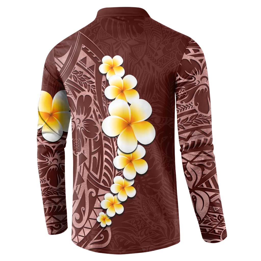 Oxblood Tropical Plumeria With Galaxy Polynesian Art Button Sweatshirt LT14 - Polynesian Pride
