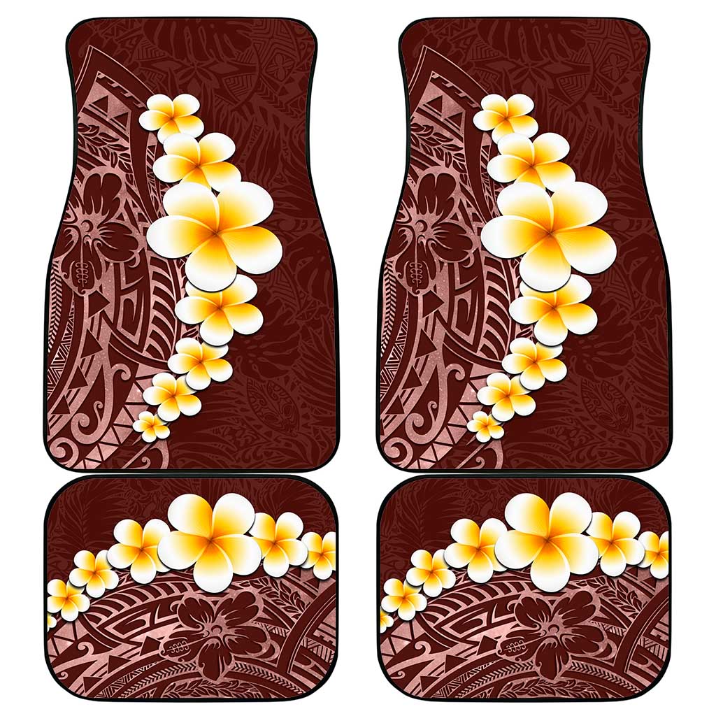 Oxblood Tropical Plumeria With Galaxy Polynesian Art Car Mats LT14 - Polynesian Pride