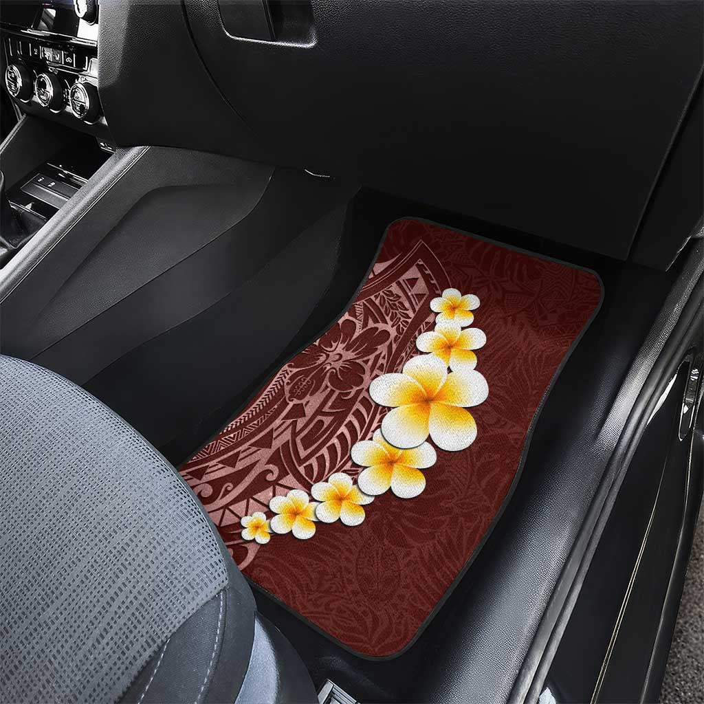 Oxblood Tropical Plumeria With Galaxy Polynesian Art Car Mats LT14 - Polynesian Pride