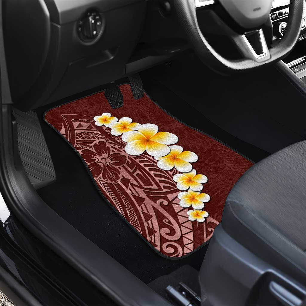 Oxblood Tropical Plumeria With Galaxy Polynesian Art Car Mats LT14 - Polynesian Pride
