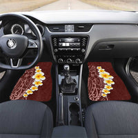 Oxblood Tropical Plumeria With Galaxy Polynesian Art Car Mats LT14 Set 2pcs - Front Oxblood - Polynesian Pride