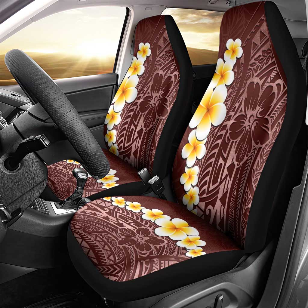 Oxblood Tropical Plumeria With Galaxy Polynesian Art Car Seat Cover