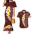 Oxblood Tropical Plumeria With Galaxy Polynesian Art Couples Matching Mermaid Dress and Hawaiian Shirt