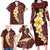 Oxblood Tropical Plumeria With Galaxy Polynesian Art Family Matching Long Sleeve Bodycon Dress and Hawaiian Shirt