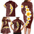 Oxblood Tropical Plumeria With Galaxy Polynesian Art Family Matching Long Sleeve Bodycon Dress and Hawaiian Shirt