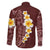 Oxblood Tropical Plumeria With Galaxy Polynesian Art Family Matching Long Sleeve Bodycon Dress and Hawaiian Shirt