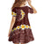 Oxblood Tropical Plumeria With Galaxy Polynesian Art Family Matching Off The Shoulder Long Sleeve Dress and Hawaiian Shirt