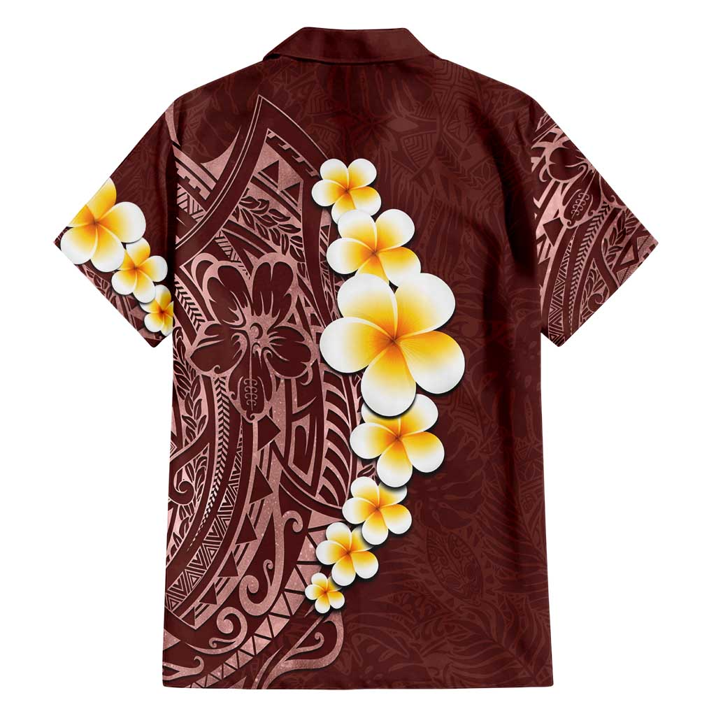 Oxblood Tropical Plumeria With Galaxy Polynesian Art Family Matching Off Shoulder Maxi Dress and Hawaiian Shirt LT14 - Polynesian Pride