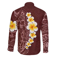 Oxblood Tropical Plumeria With Galaxy Polynesian Art Family Matching Short Sleeve Bodycon Dress and Hawaiian Shirt