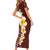 Oxblood Tropical Plumeria With Galaxy Polynesian Art Family Matching Short Sleeve Bodycon Dress and Hawaiian Shirt