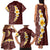 Oxblood Tropical Plumeria With Galaxy Polynesian Art Family Matching Tank Maxi Dress and Hawaiian Shirt