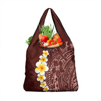 Oxblood Tropical Plumeria With Galaxy Polynesian Art Grocery Bag LT14 1-pack One Size Oxblood - Polynesian Pride