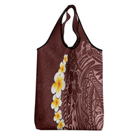 Oxblood Tropical Plumeria With Galaxy Polynesian Art Grocery Bag LT14 - Polynesian Pride