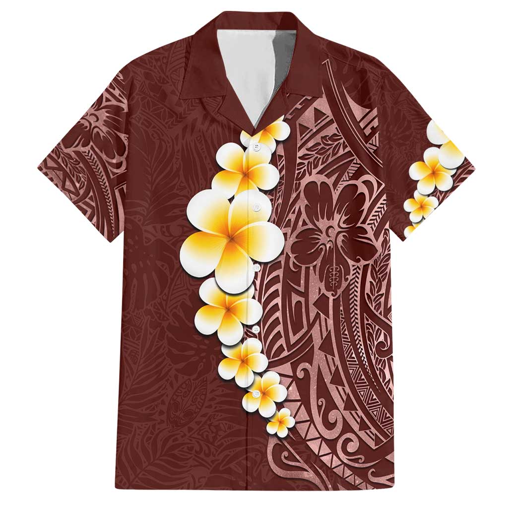 Oxblood Tropical Plumeria With Galaxy Polynesian Art Hawaiian Shirt LT14 Oxblood - Polynesian Pride