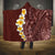 Oxblood Tropical Plumeria With Galaxy Polynesian Art Hooded Blanket