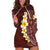 Oxblood Tropical Plumeria With Galaxy Polynesian Art Hoodie Dress