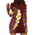 Oxblood Tropical Plumeria With Galaxy Polynesian Art Hoodie Dress