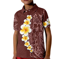 Oxblood Tropical Plumeria With Galaxy Polynesian Art Kid Polo Shirt
