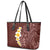 Oxblood Tropical Plumeria With Galaxy Polynesian Art Leather Tote Bag