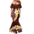 Oxblood Tropical Plumeria With Galaxy Polynesian Art Mermaid Dress