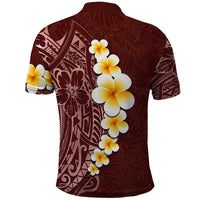 Oxblood Tropical Plumeria With Galaxy Polynesian Art Polo Shirt