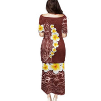 Oxblood Tropical Plumeria With Galaxy Polynesian Art Puletasi LT14 - Polynesian Pride