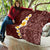 Oxblood Tropical Plumeria With Galaxy Polynesian Art Quilt