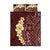 Oxblood Tropical Plumeria With Galaxy Polynesian Art Quilt Bed Set