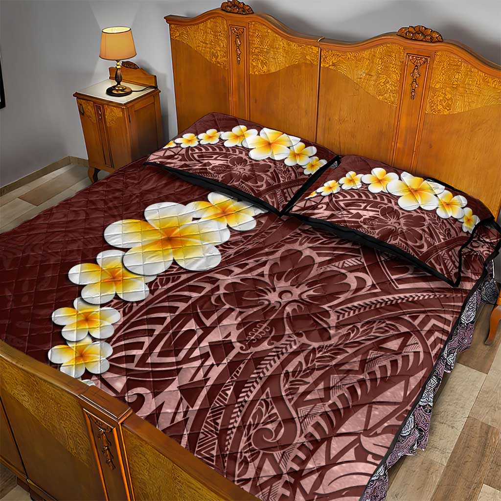 Oxblood Tropical Plumeria With Galaxy Polynesian Art Quilt Bed Set LT14 - Polynesian Pride