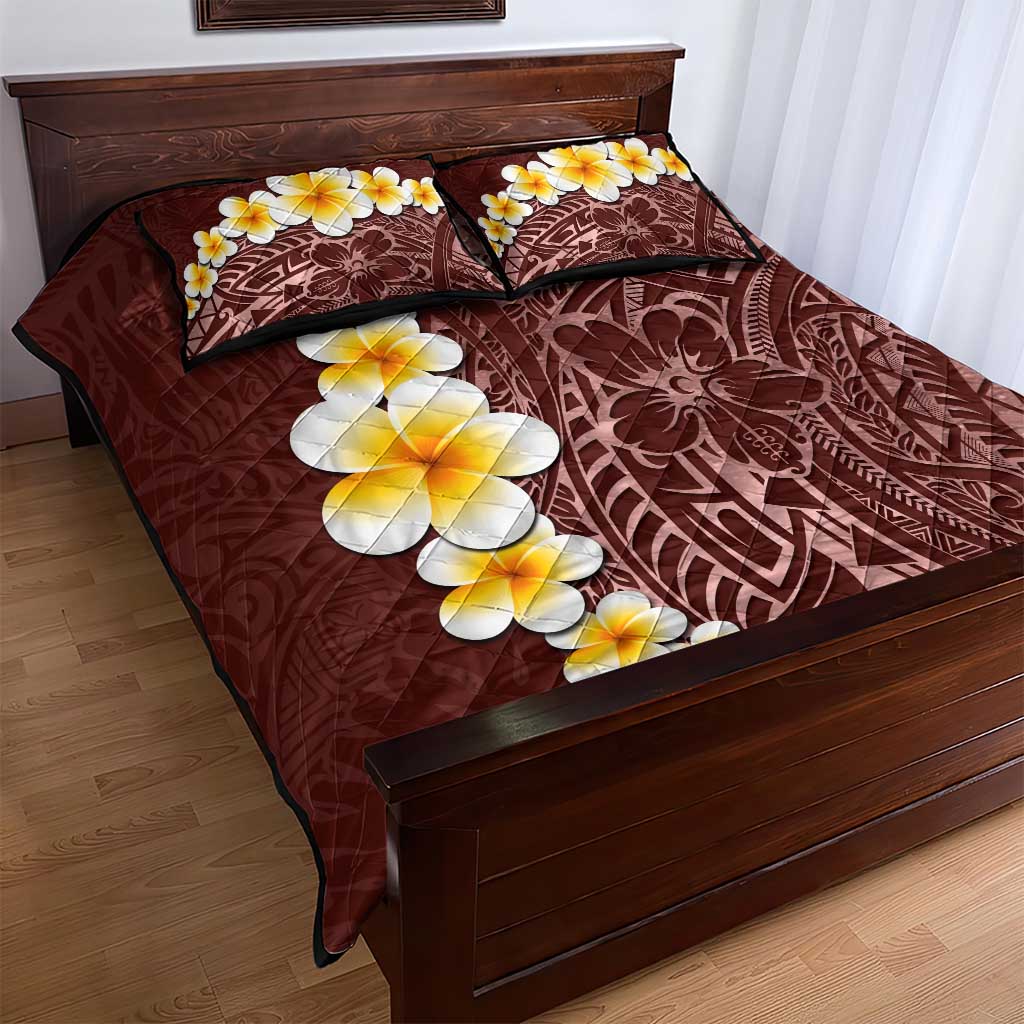 Oxblood Tropical Plumeria With Galaxy Polynesian Art Quilt Bed Set LT14 - Polynesian Pride