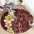 Oxblood Tropical Plumeria With Galaxy Polynesian Art Round Carpet