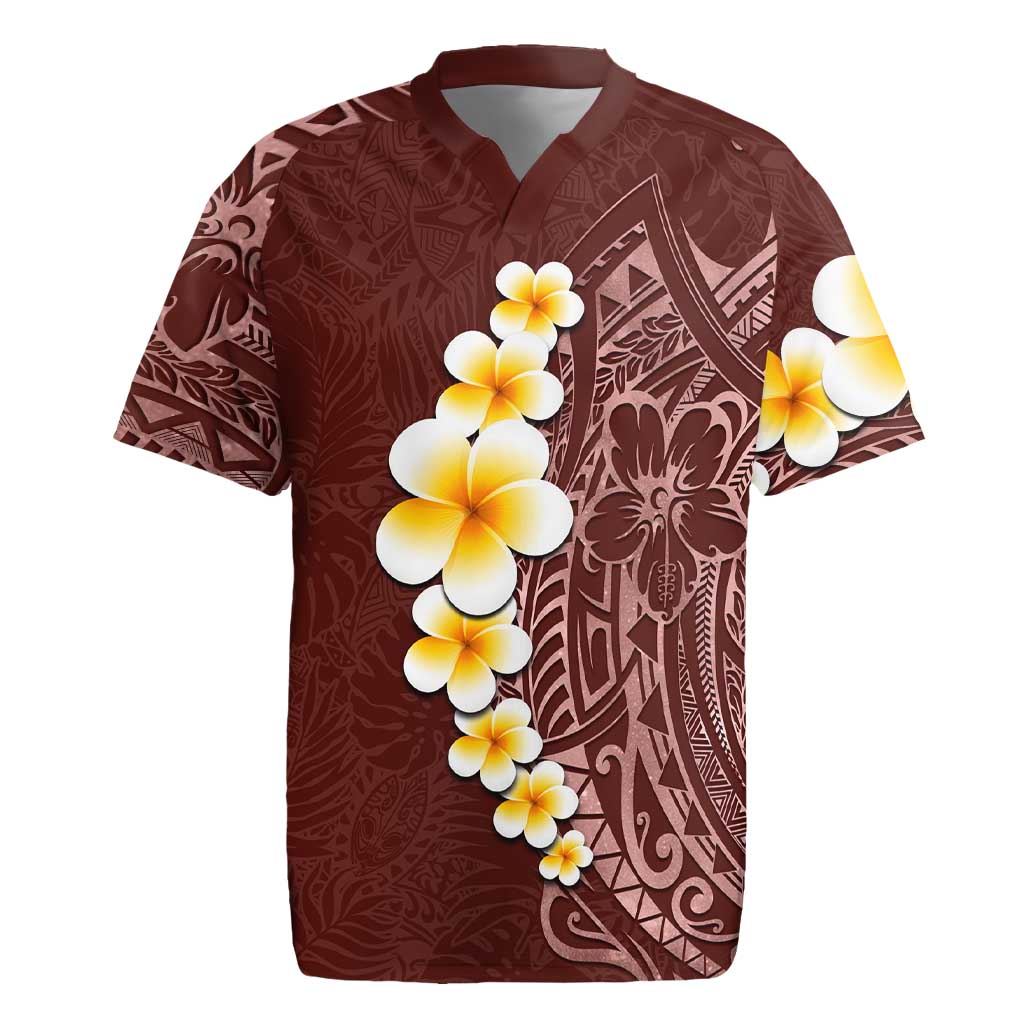 Oxblood Tropical Plumeria With Galaxy Polynesian Art Rugby Jersey