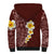 Oxblood Tropical Plumeria With Galaxy Polynesian Art Sherpa Hoodie