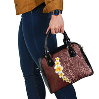 Oxblood Tropical Plumeria With Galaxy Polynesian Art Shoulder Handbag