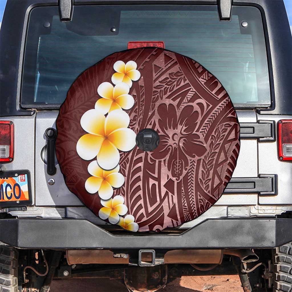 Oxblood Tropical Plumeria With Galaxy Polynesian Art Spare Tire Cover LT14 Oxblood - Polynesian Pride