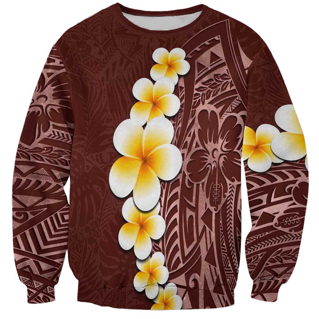 Oxblood Tropical Plumeria With Galaxy Polynesian Art Sweatshirt LT14 Unisex Oxblood - Polynesian Pride