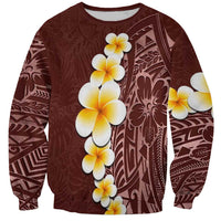 Oxblood Tropical Plumeria With Galaxy Polynesian Art Sweatshirt