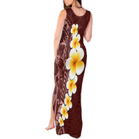Oxblood Tropical Plumeria With Galaxy Polynesian Art Tank Maxi Dress LT14 - Polynesian Pride
