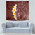 Oxblood Tropical Plumeria With Galaxy Polynesian Art Tapestry