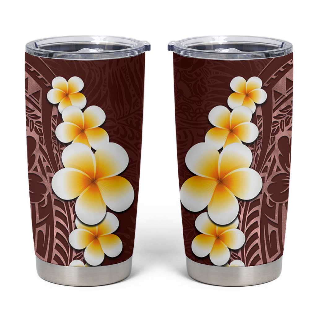 Oxblood Tropical Plumeria With Galaxy Polynesian Art Tumbler Cup LT14 Oxblood - Polynesian Pride