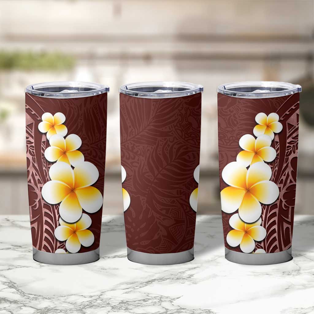 Oxblood Tropical Plumeria With Galaxy Polynesian Art Tumbler Cup LT14 - Polynesian Pride