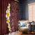 Oxblood Tropical Plumeria With Galaxy Polynesian Art Window Curtain