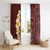 Oxblood Tropical Plumeria With Galaxy Polynesian Art Window Curtain